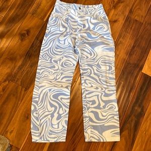 Blue and White Swirl print jeans
